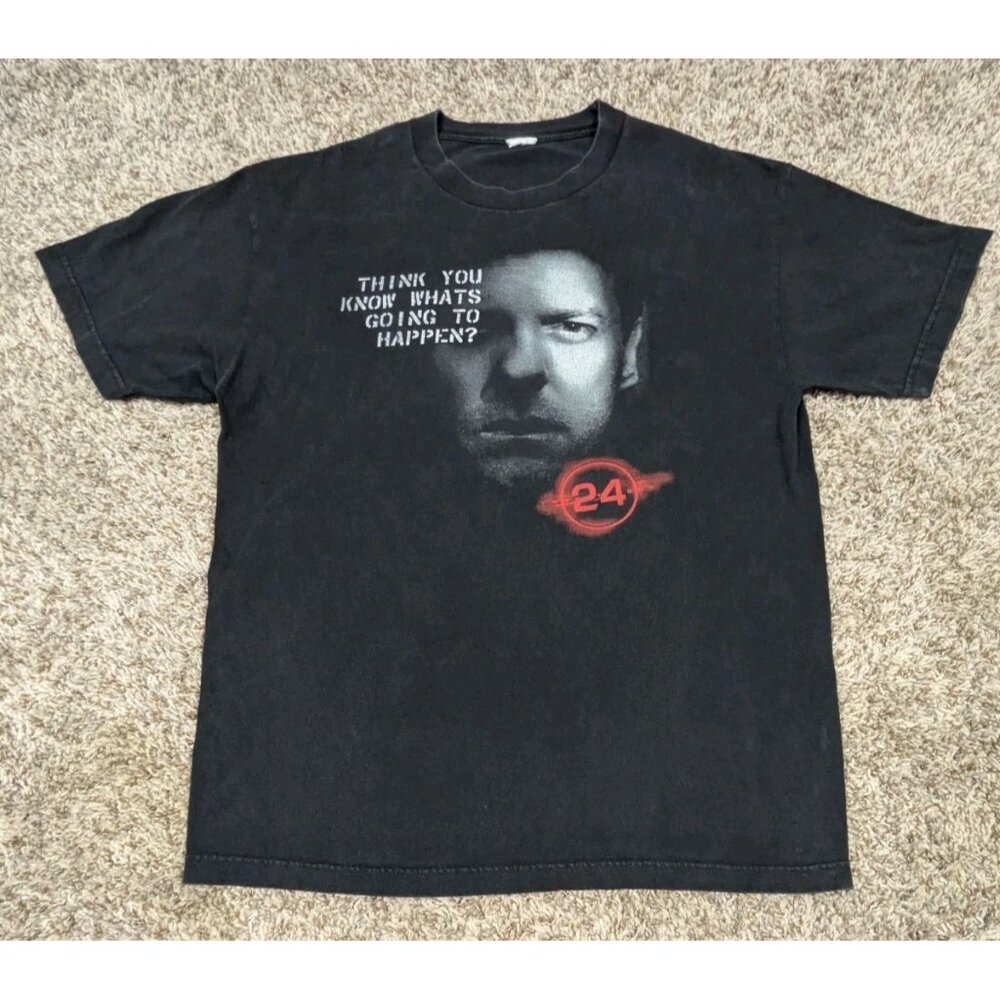 Vintage Y2K 24 Jack Bauer TV Show Promo T-Shirt Mens Large Black Short Sleeve